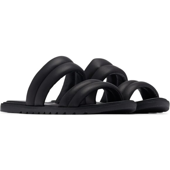 Sorel Womens Black Ella Puff II Padded Slide Sandals Size 8 Comfortable & Stylis - Picture 1 of 7